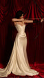 Retro Mermaid Strapless Satin Ruffles Long Prom Dresses Prom Dress