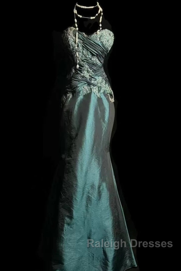 Retro Mermaid Sweetheart Taffeta Long Evening Dress Prom Dresses