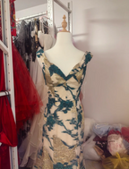 Retro Mermaid V-Neck Jacquard Embroidered Long Formal Prom Dress