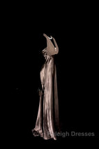 Retro Mermaid V Neckline Chiffon Brown Prom Dresses