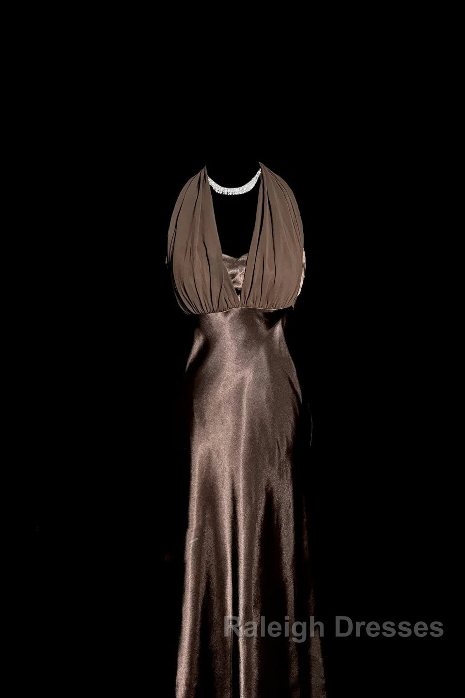 Retro Mermaid V Neckline Chiffon Brown Evening Dress Prom Dresses