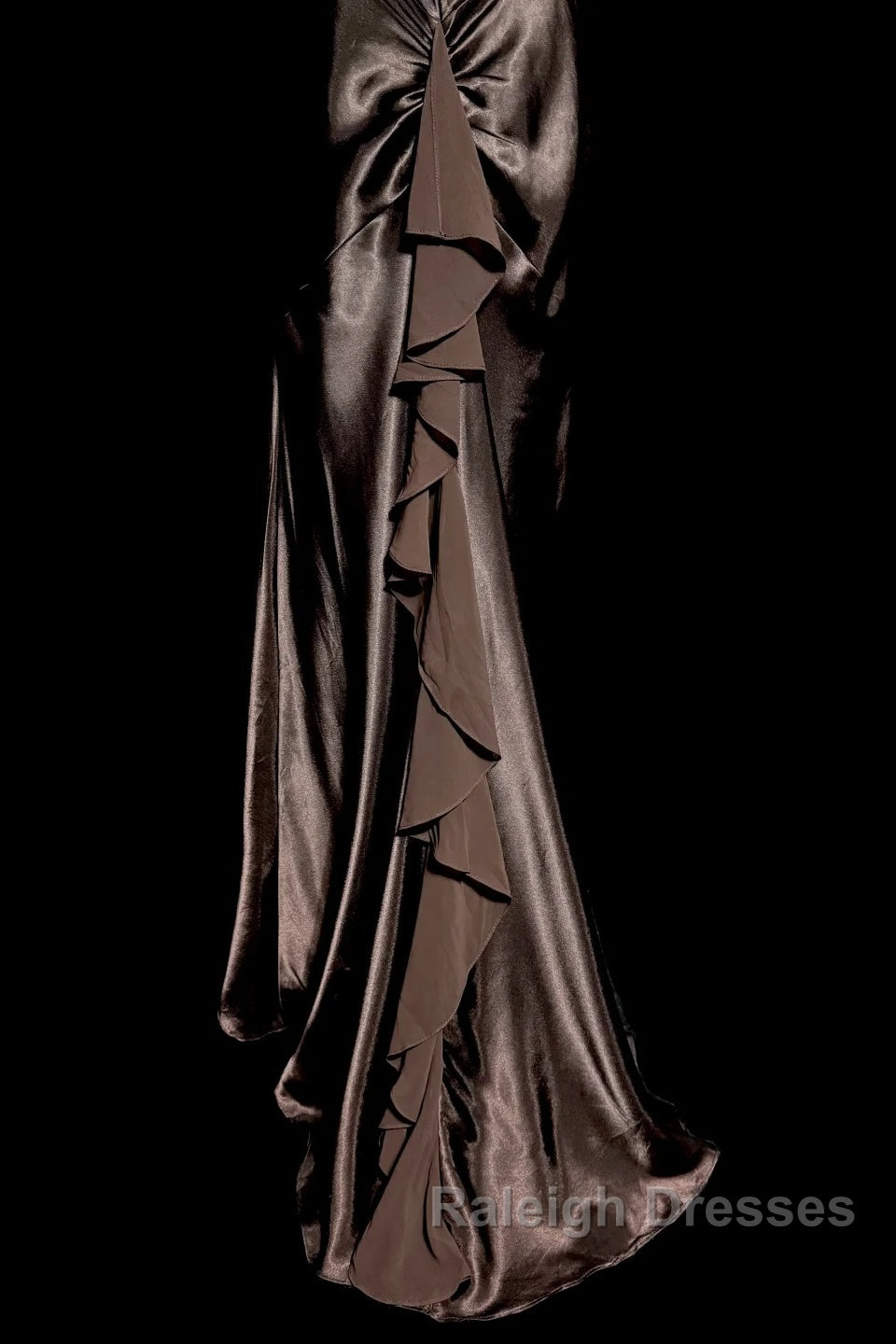 Retro Mermaid V Neckline Chiffon Brown Evening Dress Prom Dresses