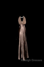 Retro Mermaid V Neckline Chiffon Brown Evening Dress Prom Dresses