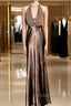 Retro Mermaid V Neckline Chiffon Brown Prom Dresses