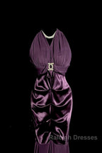 Retro Mermaid V Neckline Chiffon Grape Prom Dresses