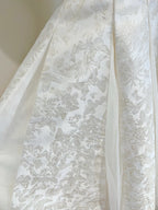 Retro Palace Ivory A-Line Square Neck Strap Jacquard Tulle Formal Prom Dress