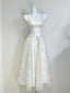 Retro Palace Ivory A-Line Square Neck Strap Jacquard Tulle Formal Prom Dress