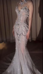 Retro Wedding Dresses Mermaid Sweetheart Sequin Pearls Long White Wedding Dress Bride Dresses Bridal Gown