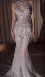 Retro Wedding Dresses Mermaid Sweetheart Sequin Pearls Long White Wedding Dress Bride Dresses Bridal Gown