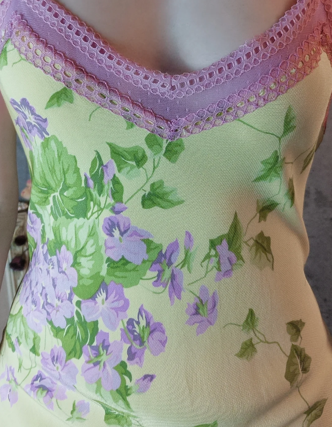 Retro Yellow-Based Purple Floral Mermaid Spaghetti Strap V-Neck Chiffon Formal Prom Dress