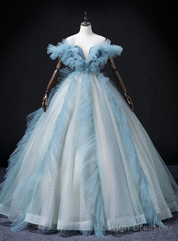 Romance Blue Tulle Off the Shoulder Beading Quinceanera Dress Main image