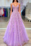 Romantic Beaded Long A-line Lace-embroidered Prom Dress