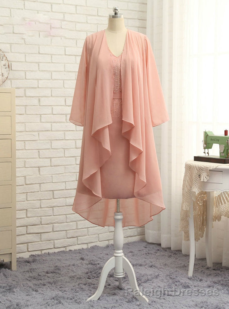 Romantic Mother Of The Bride Dresses Sheath With Jacket Beaded Short Main image