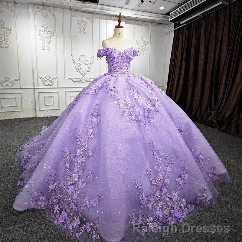 Romantic Quinceanera Dresses Sleeveless Beading Prom Dresses with 3D Flower Appliques Secondary image