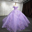 Romantic Quinceanera Dresses Sleeveless Beading Prom Dresses with 3D Flower Appliques
