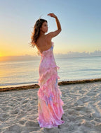 Romantic Spaghetti Straps V Neck Prom Dresses Charming Prom Dresses