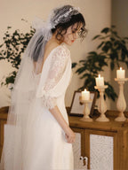 Romantic Wedding Gowns Bridal Dresses A-Line Square Neck Satin Wedding Dresses Ivory Wedding Dress Modest Wedding Gown