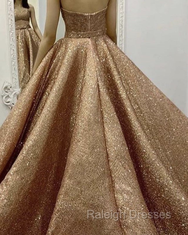 Rose Gold Quinceanera Dresses Sweetheart Sequin Ball Gowns