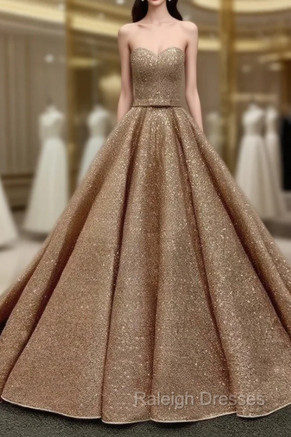 Rose Gold Quinceanera Dresses Sweetheart Sequin Ball Gowns