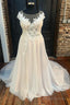 Round Neck Cap Sleeve A-Line Long Wedding Dress