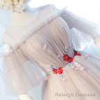 Round Neck Half Sleeves Short Pink Prom Dresses, Half Sleeves Short Pink Graduation Bridesmaid Dresses