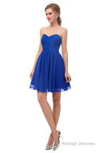 A Line Strapless Knee Length Chiffon Homecoming Dresses