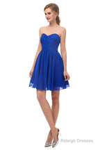 A Line Strapless Knee Length Chiffon Homecoming Dresses