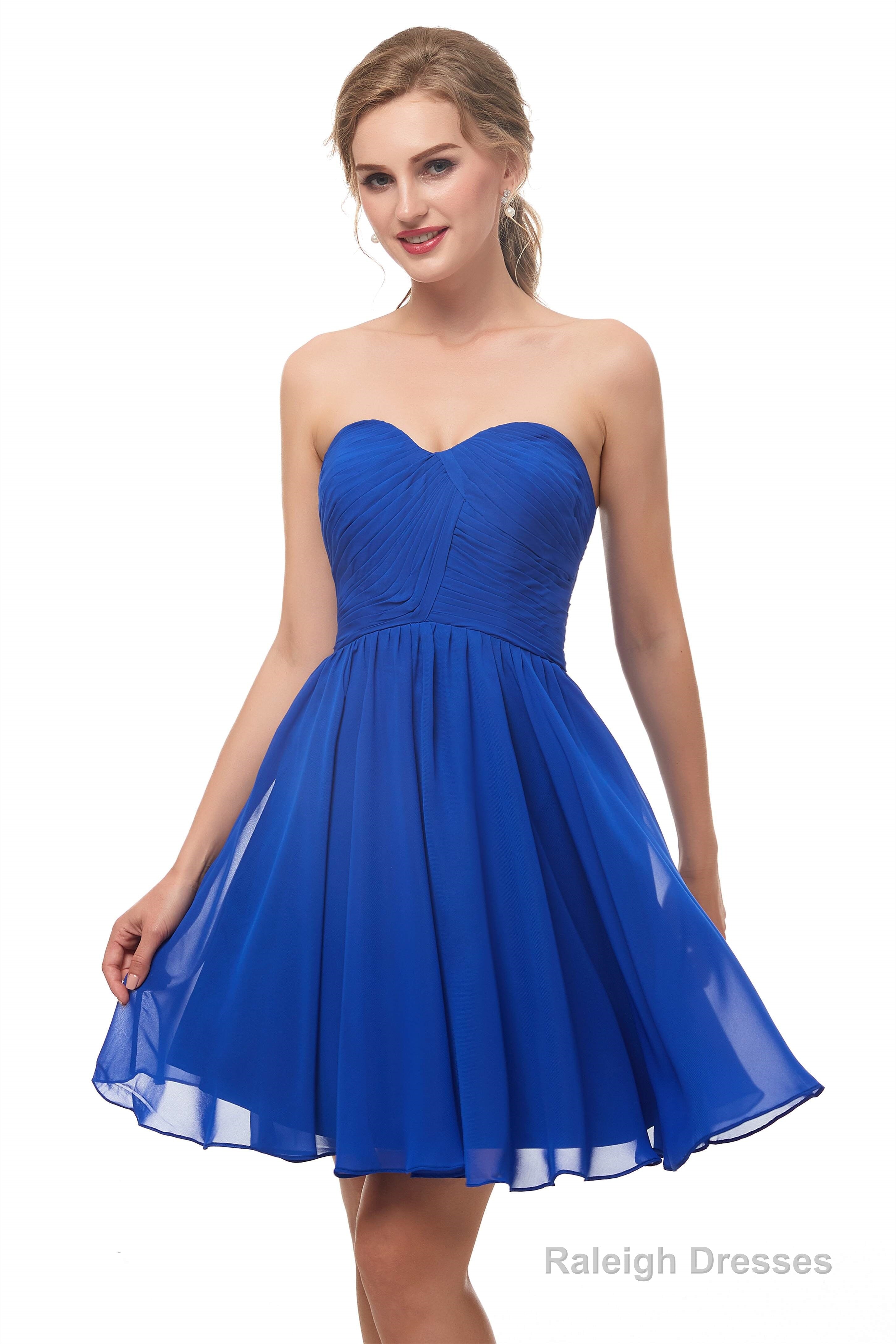A Line Strapless Knee Length Chiffon Homecoming Dresses
