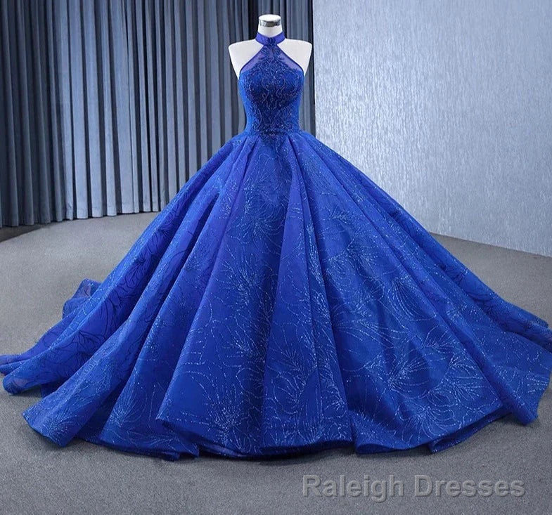 Royal Blue Ball Gown Halter Sleeveless Quinceanera Dress Main image