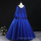 Royal Blue Ball Gown Lace Applique Quinceanera Dresses, Tulle Floor Length Sweet 16 Dresses