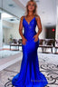 Royal Blue Beading Mermaid Prom Dress
