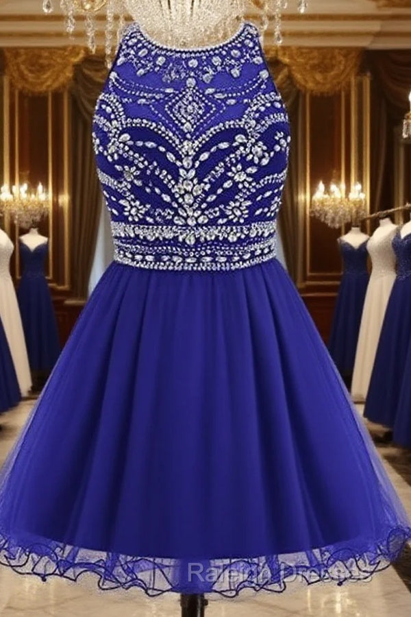 Royal Blue Homecoming Dress , Tulle Beaded Party Dress, Cute Party Dress Main image
