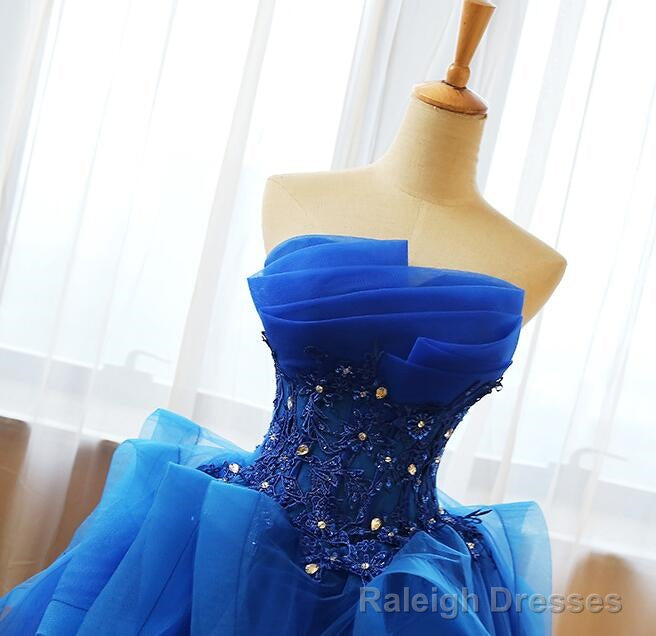 Royal Blue Knee Length Prom Dress with Applique, Short Prom Dress