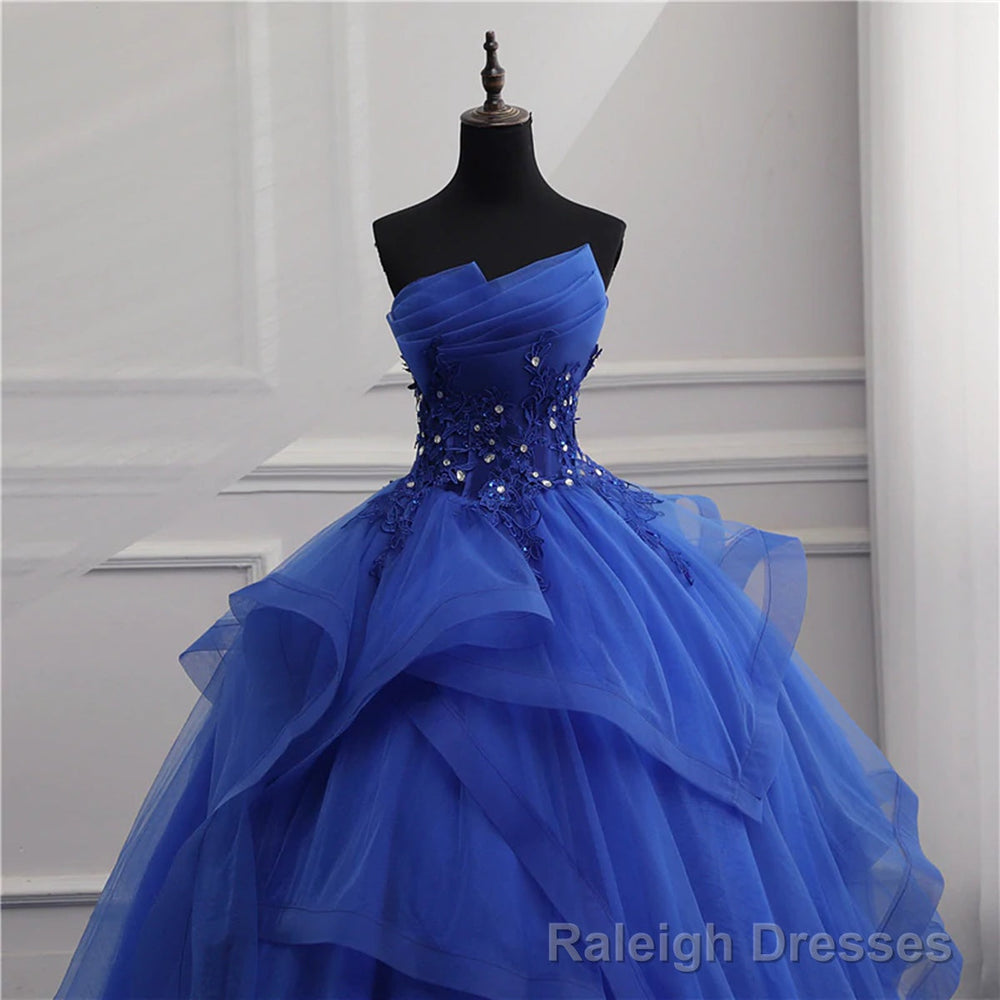 Royal Blue Lace Prom Dresses, Royal Blue Lace Formal Graduation Dresse