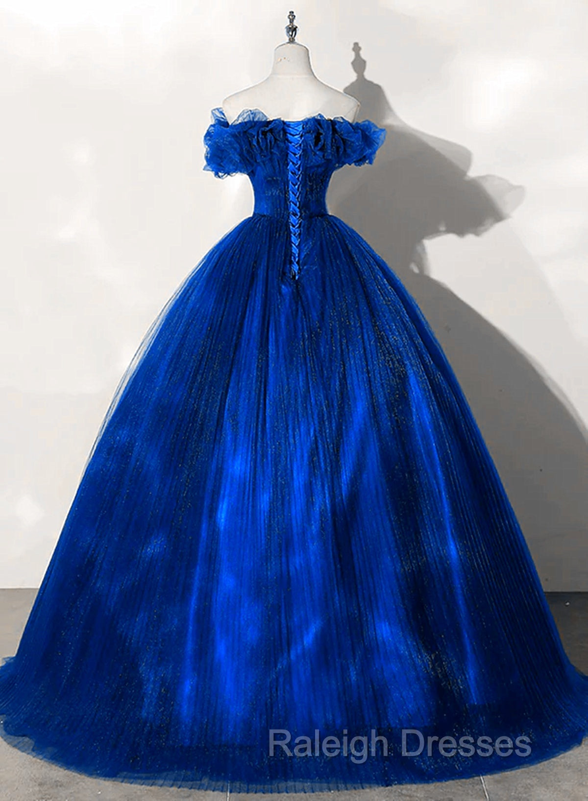 Royal Blue Off Shoulder Beaded Ball Gown Dress, Royal Blue Sweet 16 Dress Secondary image