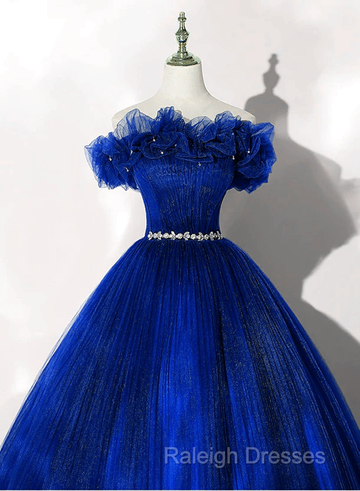 Royal Blue Off Shoulder Beaded Ball Gown Dress, Royal Blue Sweet 16 Dress