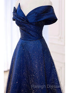 Royal Blue Off The Shoulder V-Neck Long Prom Dress Evening Dress,