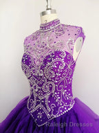 Royal Blue Organza High Neck Quinceanera Dresses Burgundy Prom Dresses