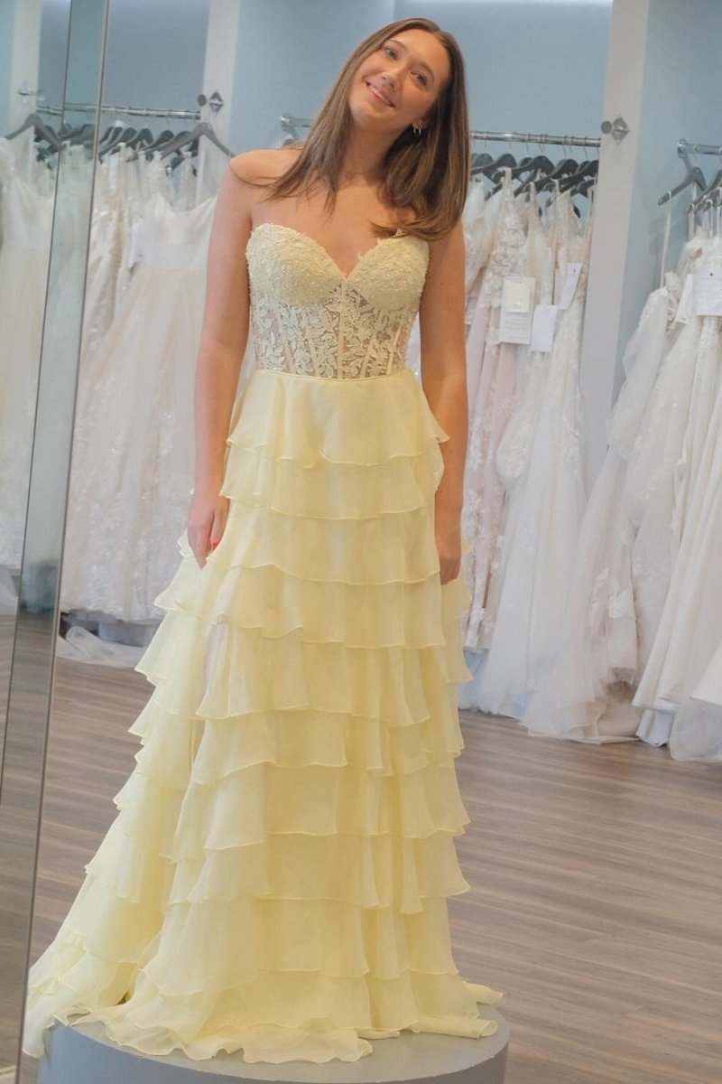 Royal Blue Prom Dress Chiffon Sweetheart Ruffle Tiered Long Prom Dress Main image