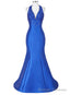 Royal Blue Prom Dress Formal Celebrity Dresses Red Carpet Dress New Arrival Halter Satin