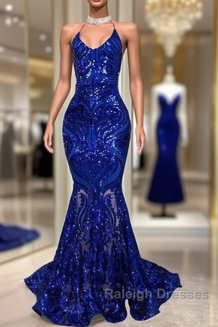 Royal Blue Prom Dress, Spaghetti Prom Dress, Lace Prom Dresses, Sparky Prom Dress Main image
