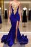 Royal Blue Prom Dress With Slit , Formal Dress, Evening Dress, Dance Dresses, Graduation Party Dress