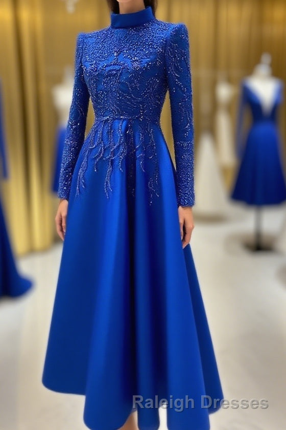 Royal blue prom dresses lace Beaded evening dress,Wedding Party Dress Main image