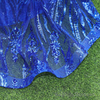 Royal Blue Prom Dresses Sequins V Neck Mermaid Women Evening Dresses Sleeveless