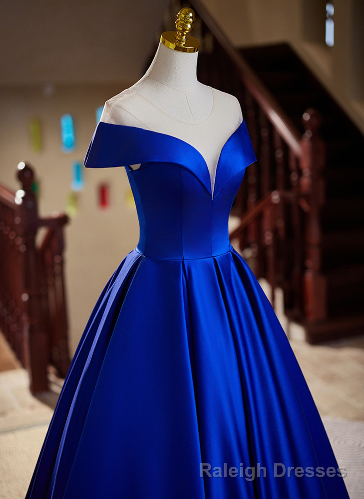 Royal Blue/Light Blue A-Line Long Prom Dress Evening Dress