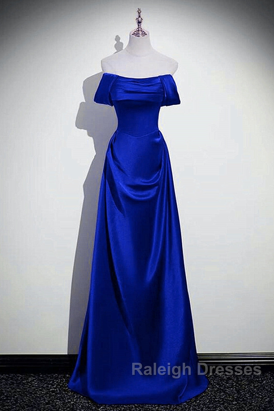 Royal Blue Satin A-Line Simple Long Party Dress, Royal Blue Satin Floor Length Prom Dress Secondary image