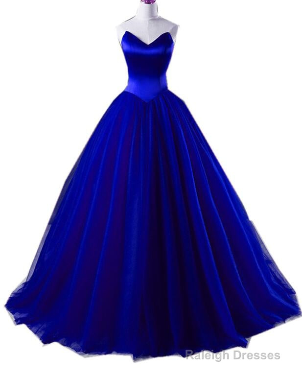 Royal Blue Satin And Tulle Ball Formal Gown, Sweet 16 Gowns, Blue Party Dresses Secondary image