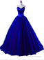 Royal Blue Satin And Tulle Ball Formal Gown, Sweet 16 Gowns, Blue Party Dresses