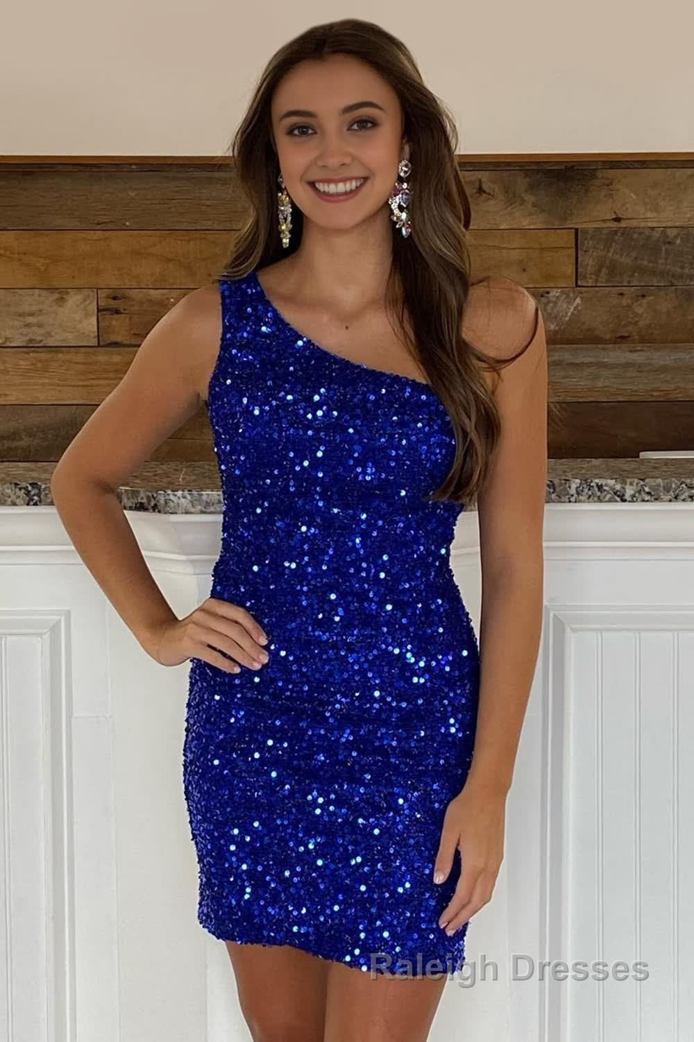 Royal Blue Sequins Tight Short Hoco Dress Main image
