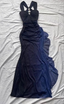 Royal Blue Sheath Long Prom Dress Ruffled Formal Evening Dress
